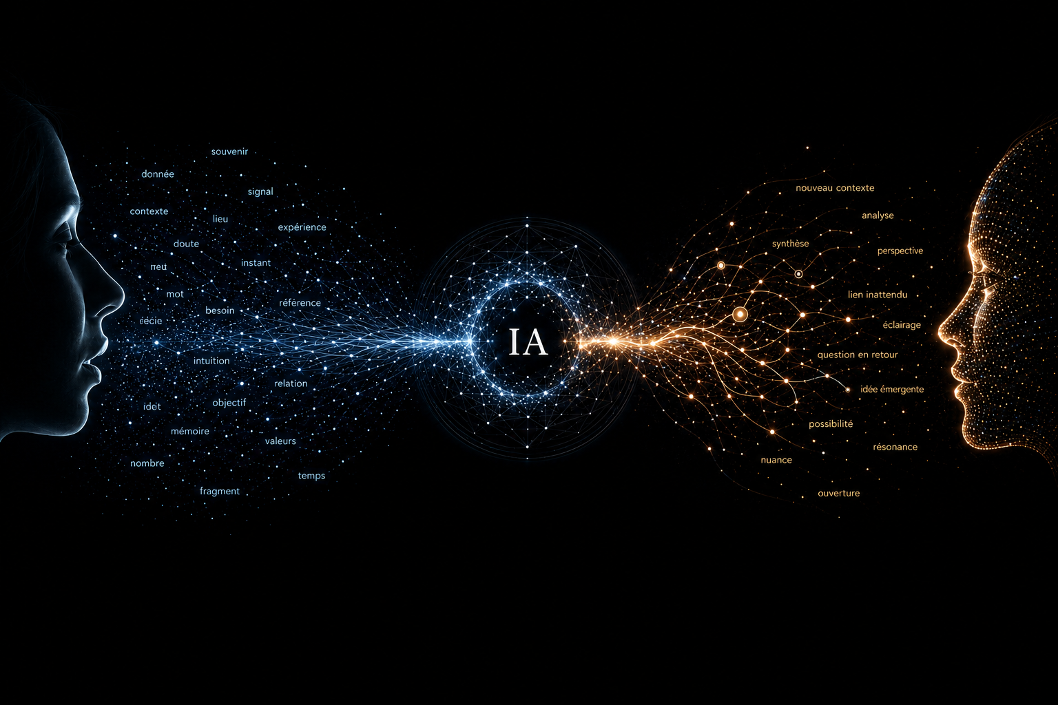 Réseau neuronal IA illustrant l'augmentation par l'intelligence artificielle